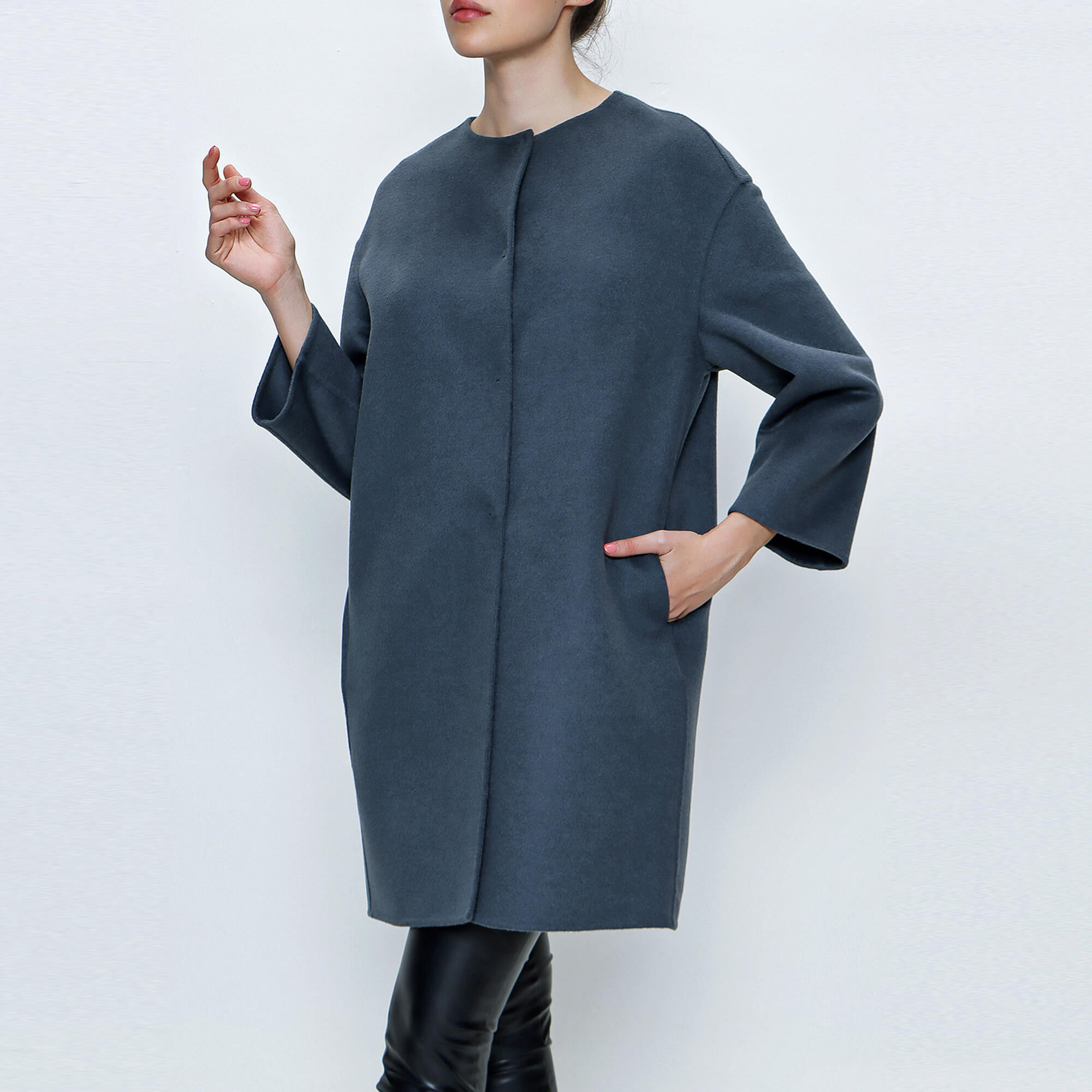 Prada - Deep Grey Wool and Cashmere Blend Cocoon Coat 